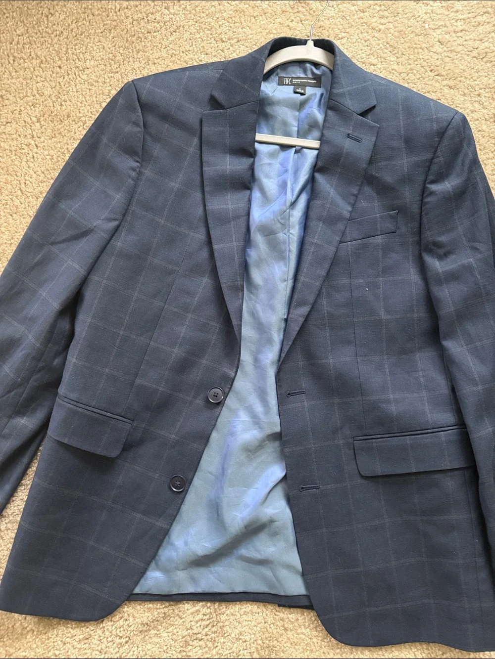 & Other Stories Navy Windowpane Two-Button Blazer